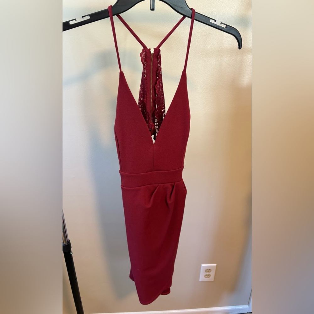 Windsor Burgundy Dress with Lace Back